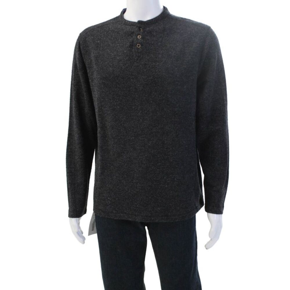 Nicoby Mens Round Neck Long Sleeve Henley Shirt Gray Size L